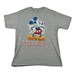 Mickey Mouse T Shirt M USA Disney American Stars Grey Red White Blue